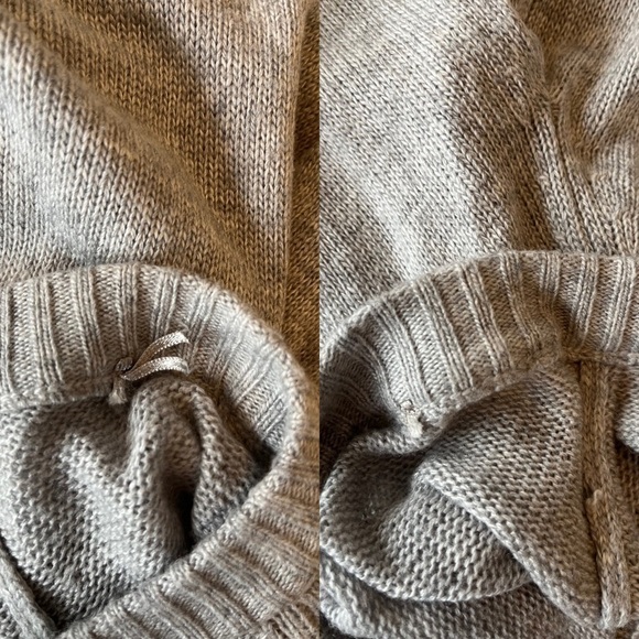 If It Were Me Anthropologie Gray Lace Up Collar Bell Sleeve Long Sweater Medium - Picture 16 of 16